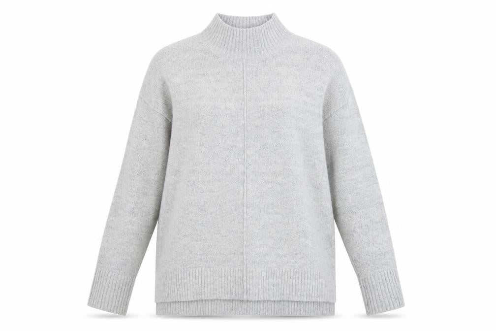 Oasis Women's Grey Mock Neck Knit Jumper, Size S