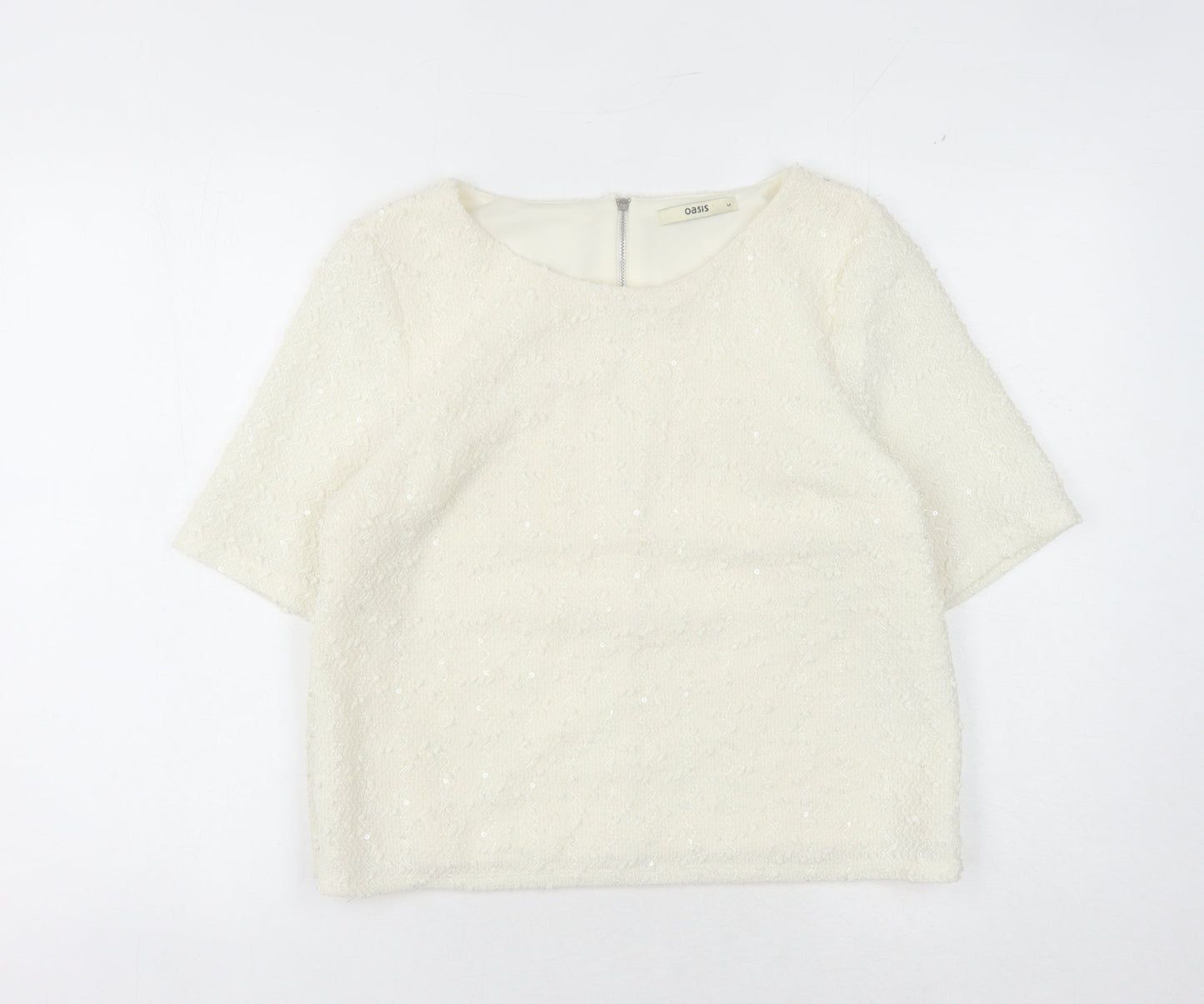 Oasis Women's White 3/4 Sleeve Top Size M