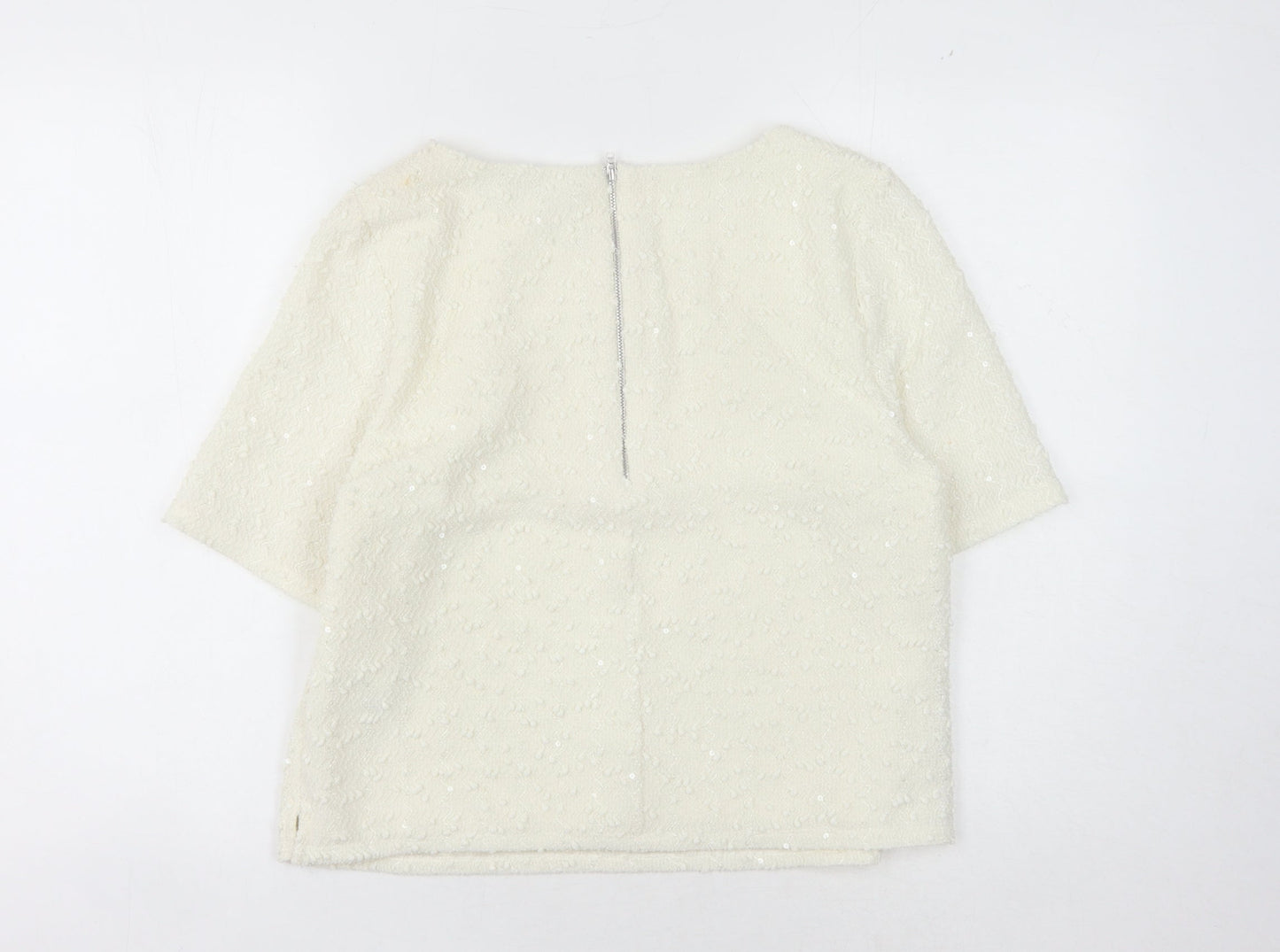 Oasis Women's White 3/4 Sleeve Top Size M