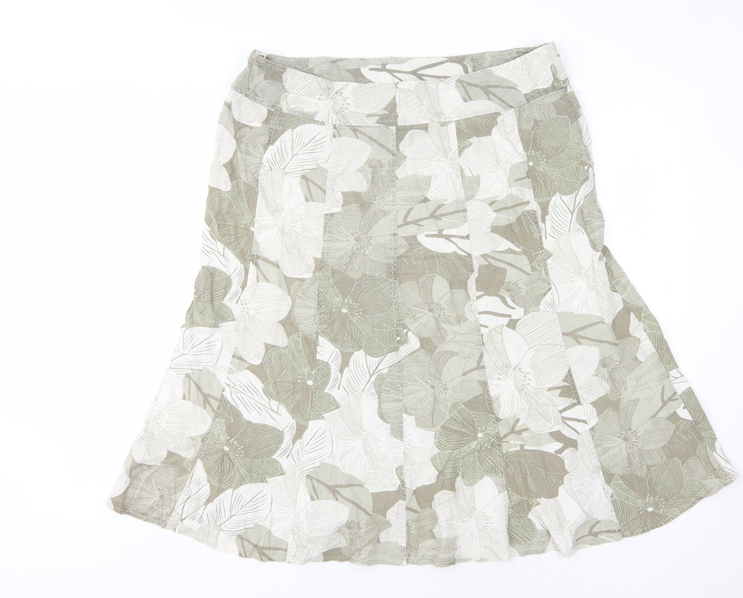 EWM Women's Beige A-Line Skirt Size 16 Floral