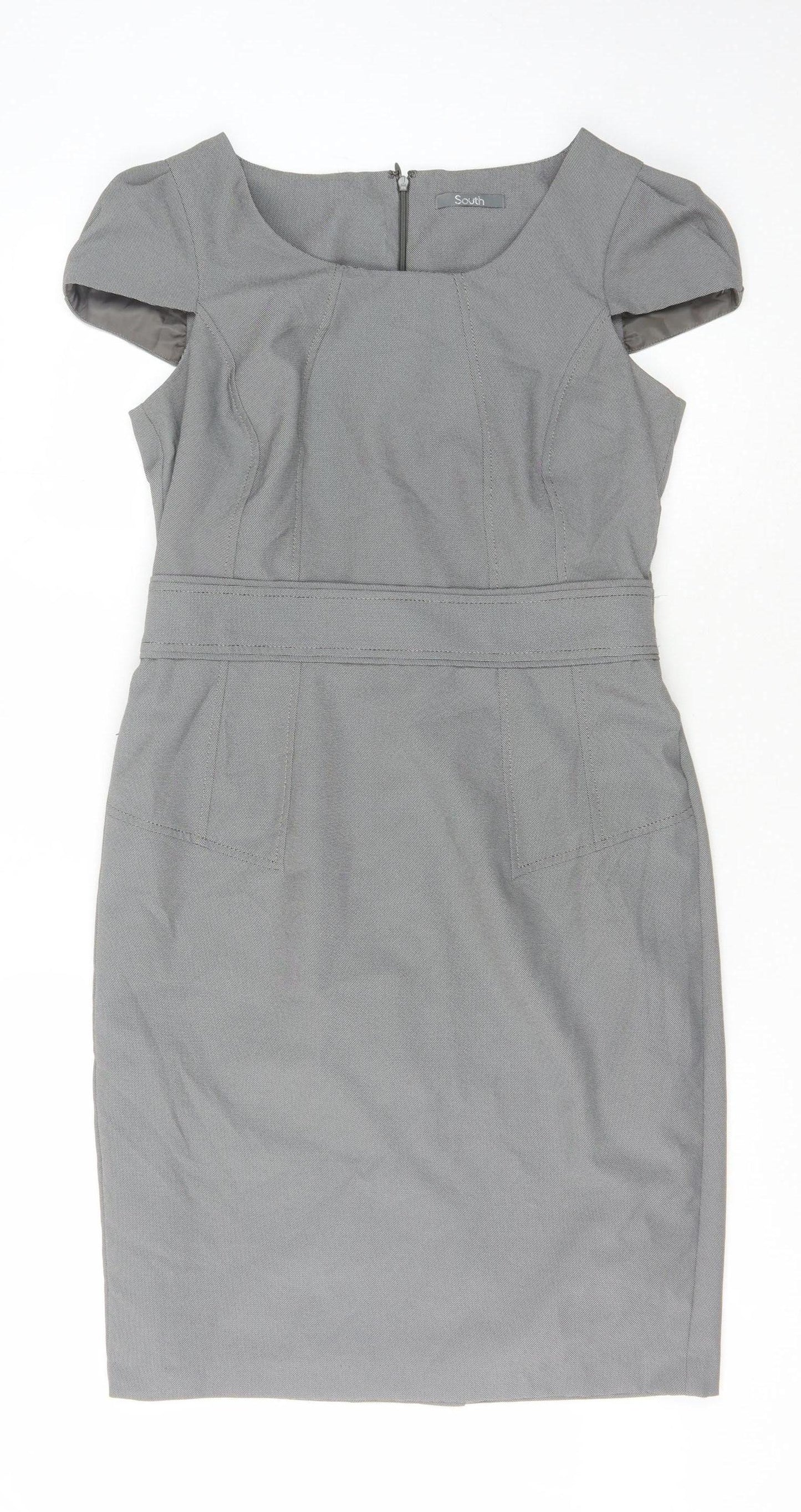South Women's Grey Knee Length Pencil Dress Size 12