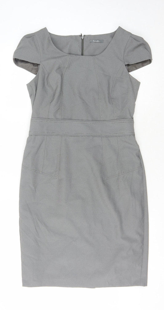 South Women's Grey Knee Length Pencil Dress Size 12