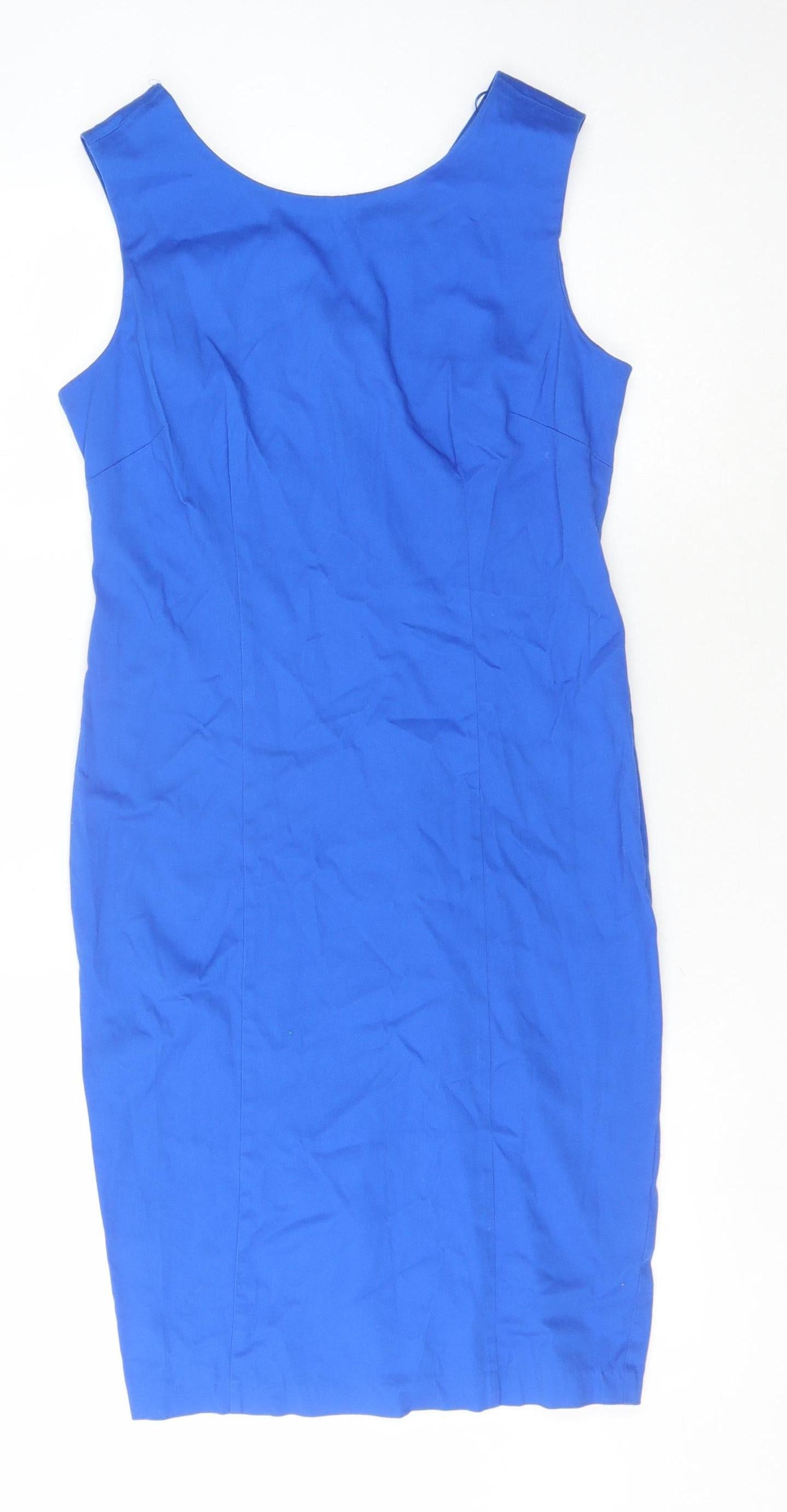 Roman Women's Blue Sheath Dress - Size 12 Sleeveless