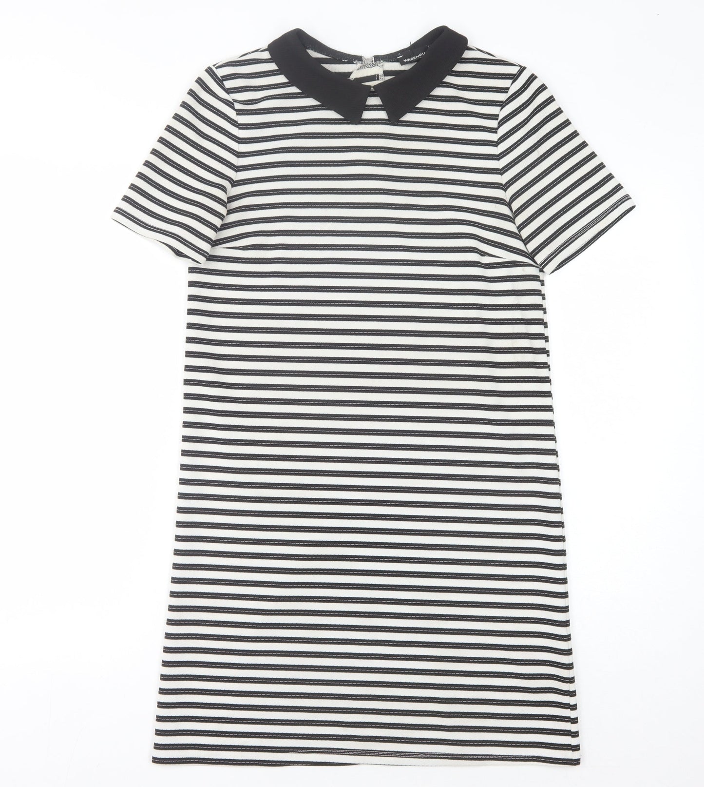 Warehouse Women's Black Striped Shift Dress Size 8