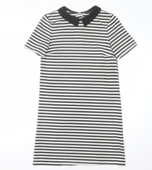 Warehouse Women's Black Striped Shift Dress Size 8