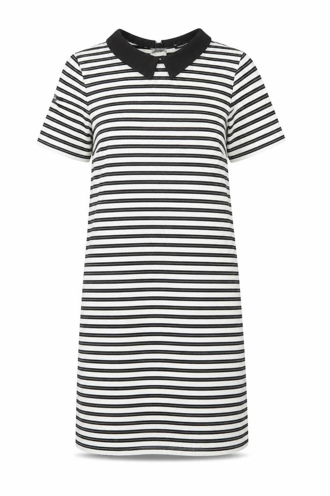 Warehouse Women's Black Striped Shift Dress Size 8