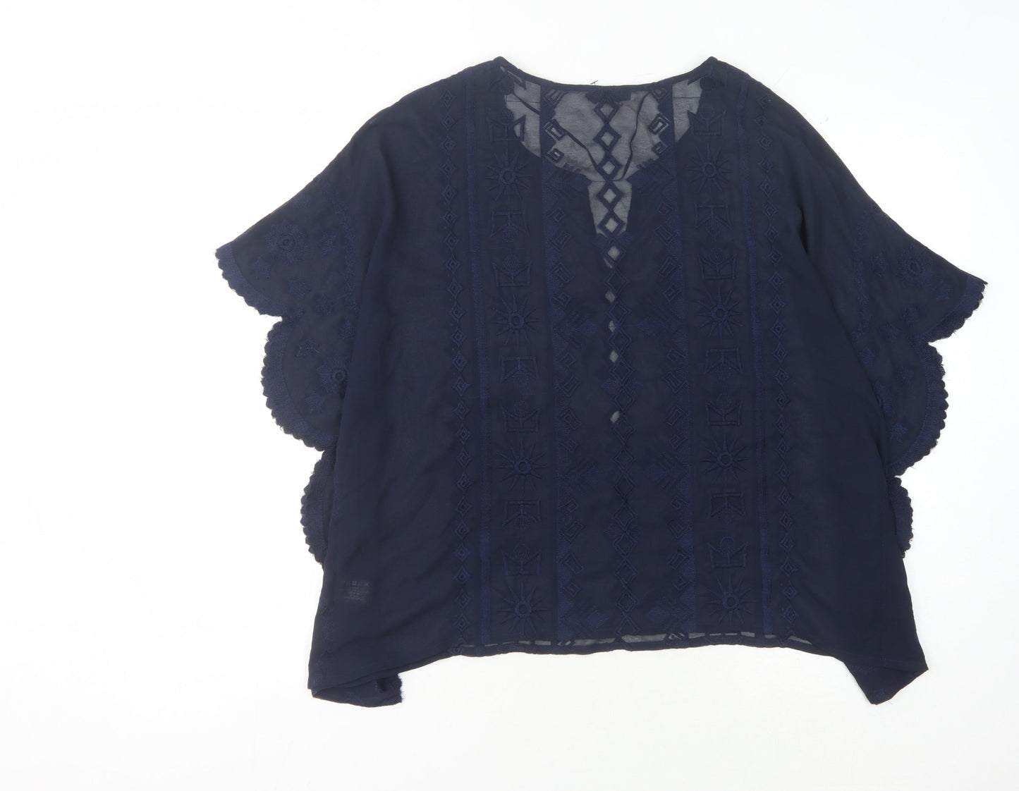 Maison de Nimes Women's Blue Embroidered Blouse Size 18