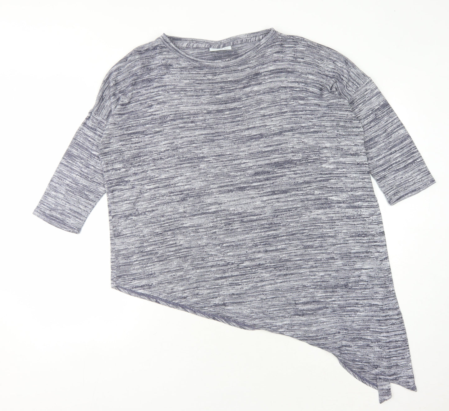 Wallis Women's Blue T-Shirt, M, Asymmetrical 3/4 Sleeve