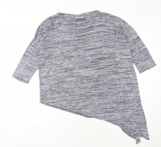 Wallis Women's Blue T-Shirt, M, Asymmetrical 3/4 Sleeve
