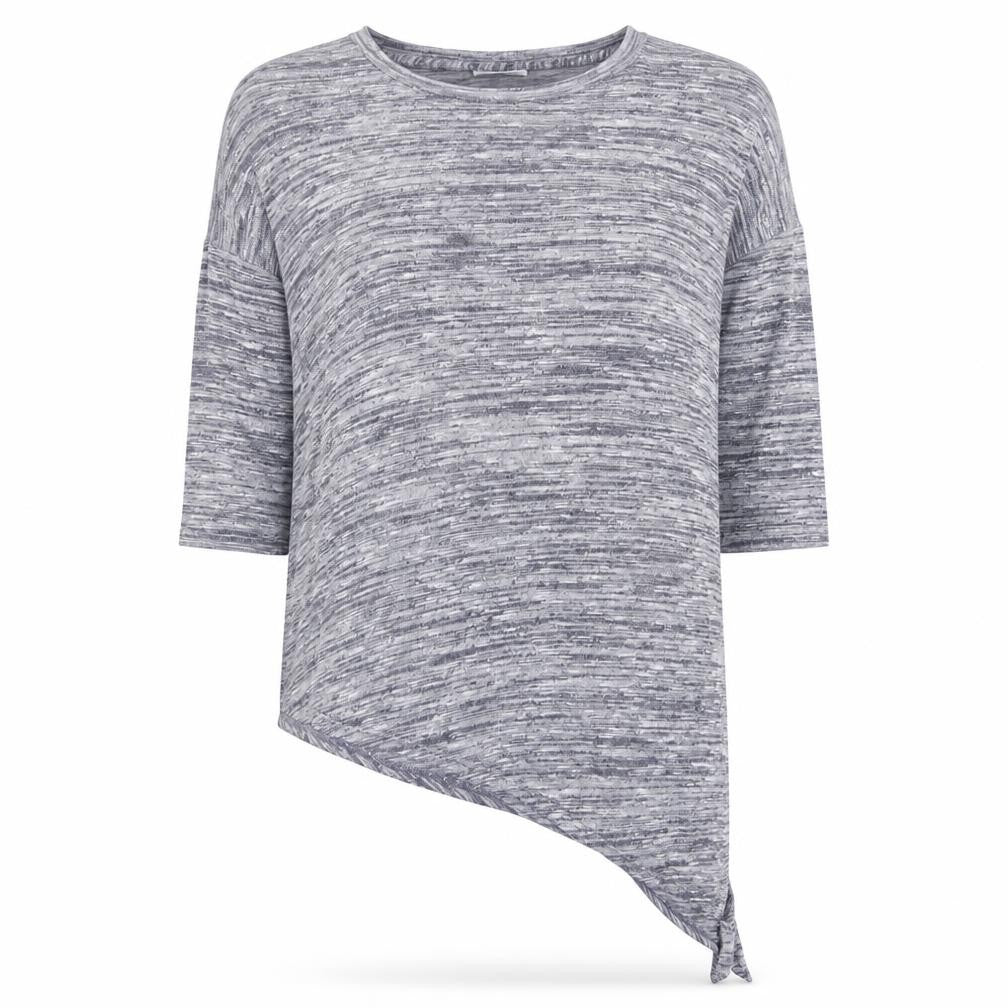 Wallis Women's Blue T-Shirt, M, Asymmetrical 3/4 Sleeve