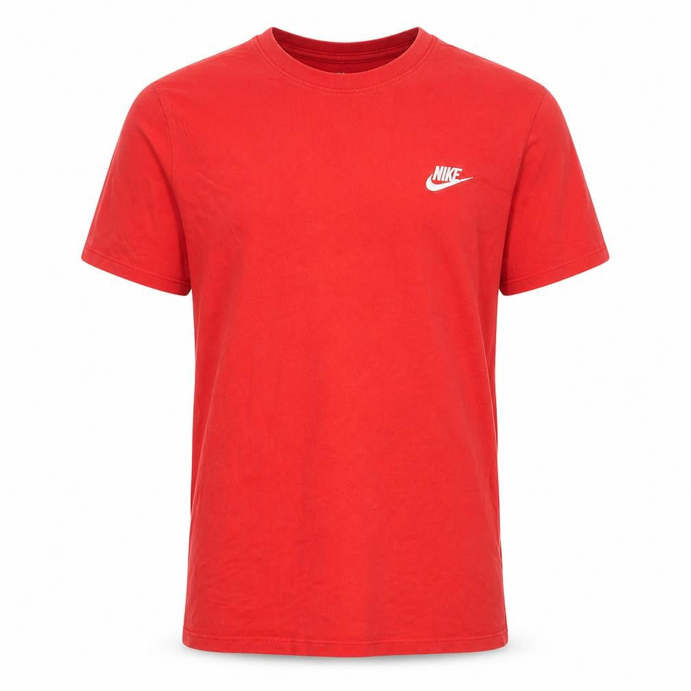 Nike Men's Red S Logo T-Shirt Short Sleeve Crew Neck