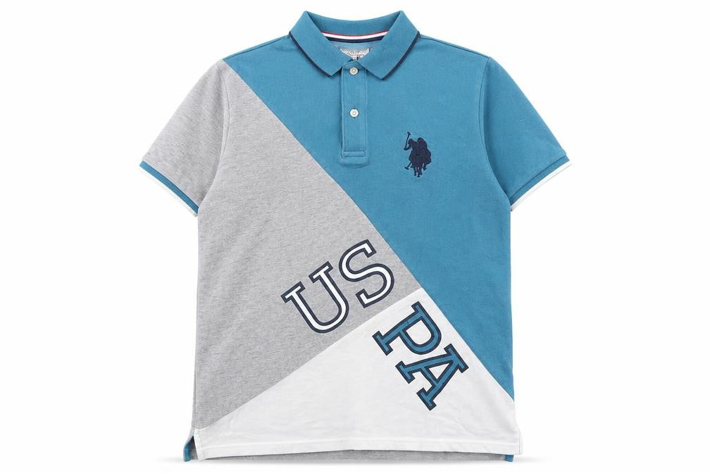 U.S. Polo Assn. Boys Blue Grey Polo Shirt 15-16 Years