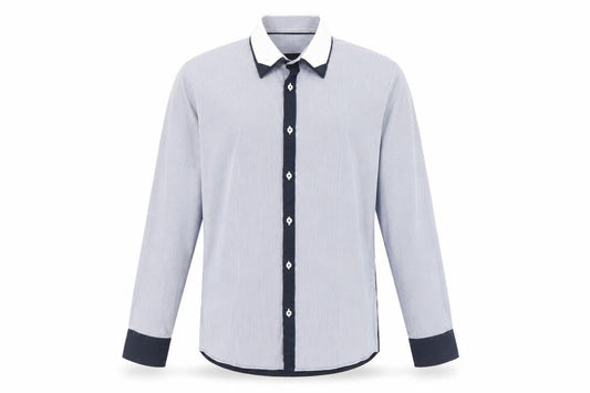 River Island Men's Blue Striped XL Casual Shirt