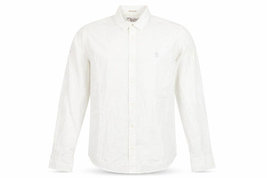 Original Penguin Men's White Slim Fit Button-Up Shirt L