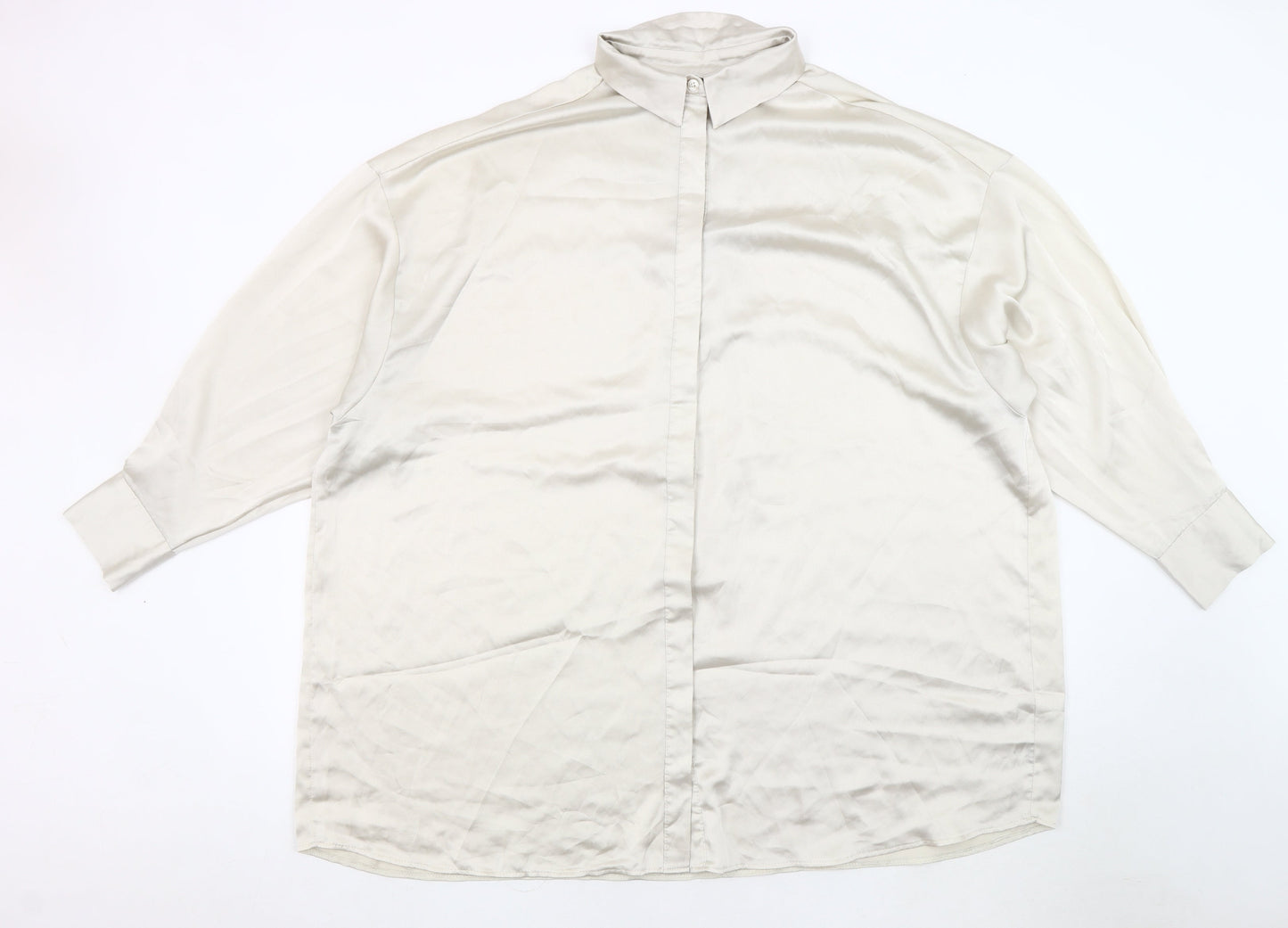 ASOS DESIGN Women's Ivory Button-Up Shirt, Size 16