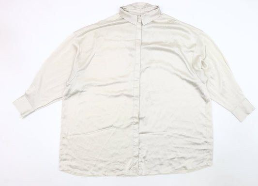 ASOS DESIGN Women's Ivory Button-Up Shirt, Size 16