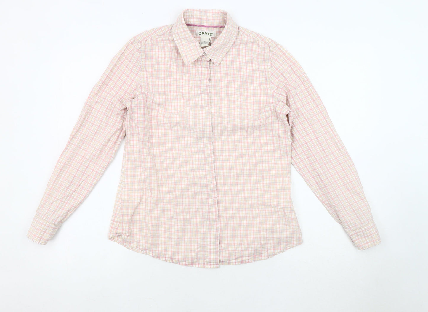 Orvis Women's Pink Button-Up Check Shirt Size 6