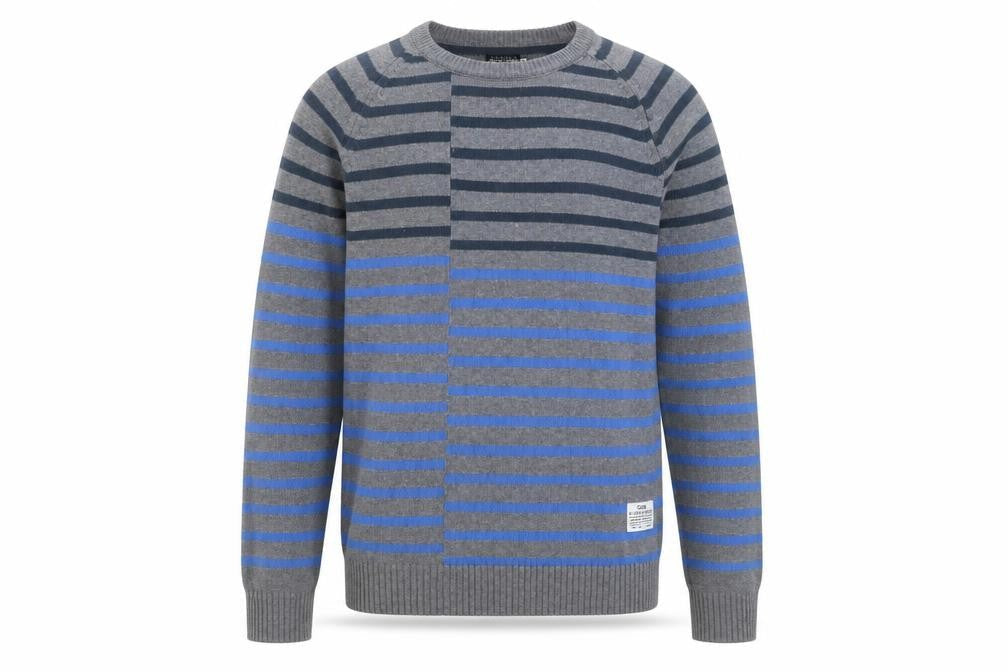 Jack & Jones Men's Grey Blue Striped Pullover Jumper S