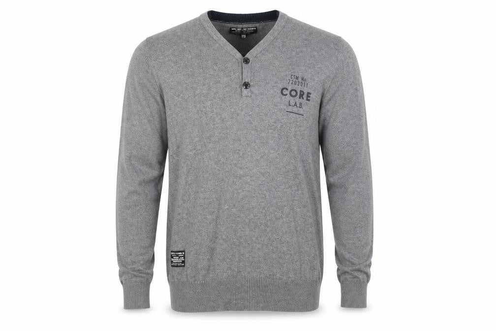 Jack & Jones Men's Grey Henley Jumper, Size S