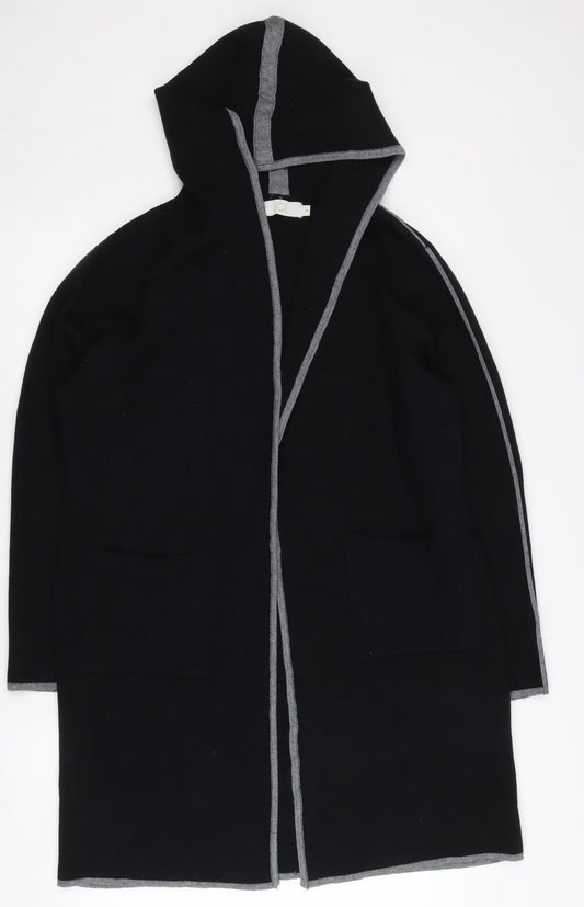 JCL Women's Black Hooded Long Coatigan M