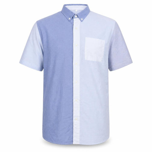 River Island Men's Blue Colourblock Casual Shirt L