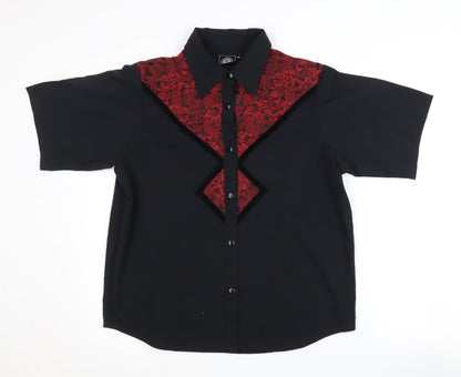 Silver Womens Dollar Black Button-Up Shirt, Size 14