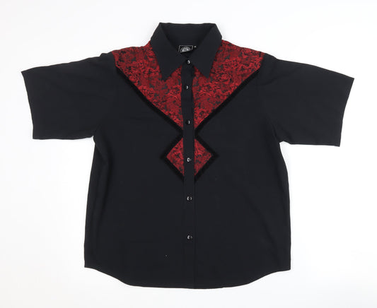 Silver Dollar Unisex Black Button-Up Shirt, Size 14