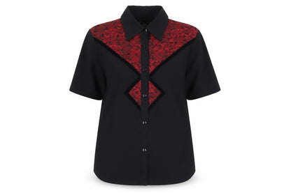 Silver Womens Dollar Black Button-Up Shirt, Size 14