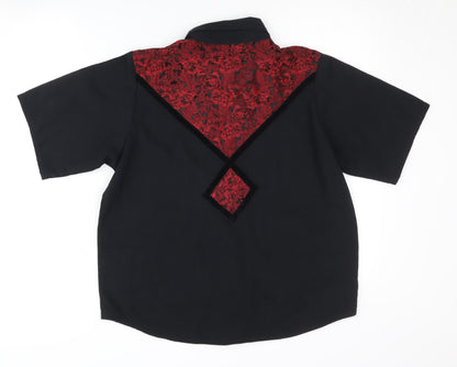 Silver Womens Dollar Black Button-Up Shirt, Size 14