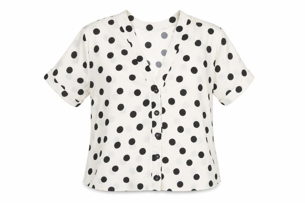 New Look Maternity Polka Dot Blouse, Size 8, Black, Casual