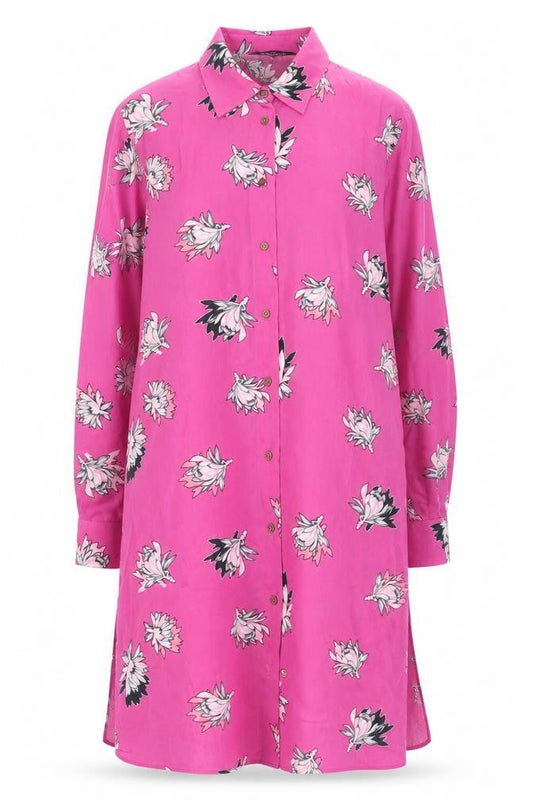 Sonsandar Women's Pink Floral Shirt Dress, Size 8