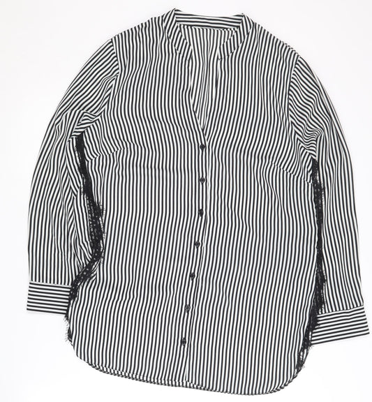 Simply Be Women's Black Striped Button-Up, Size 16