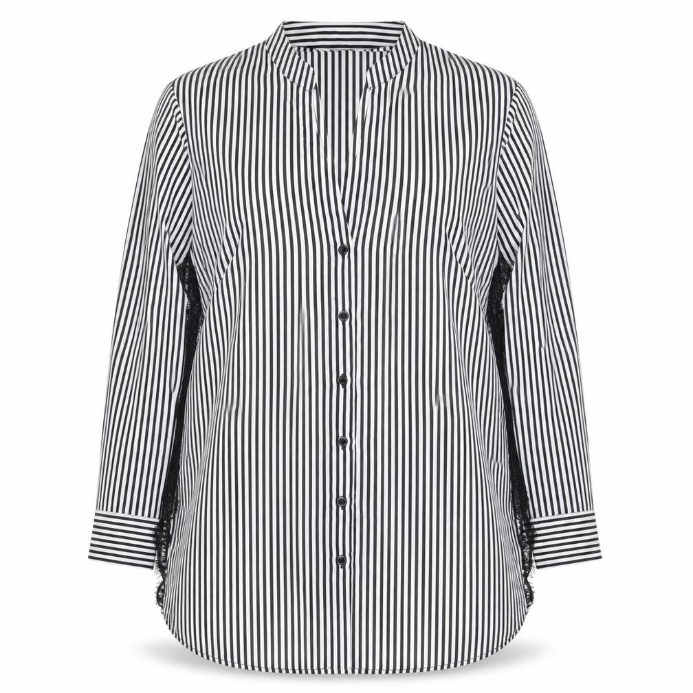 Simply Be Women's Black Striped Button-Up, Size 16