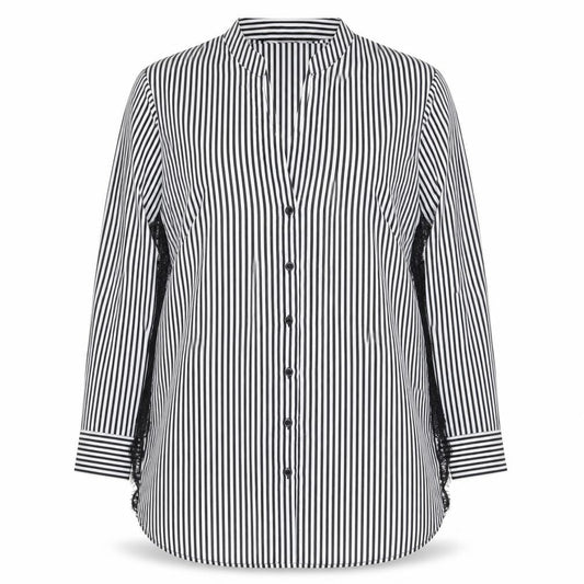 Simply Be Women's Black Striped Button-Up, Size 16