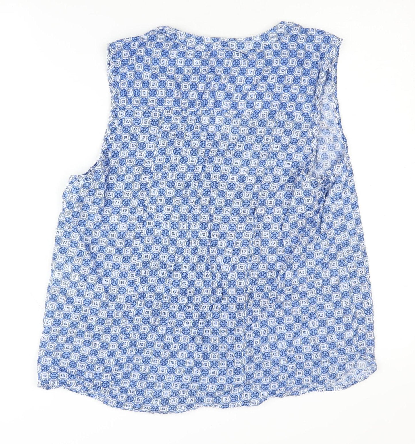 Sfera Women's Blue Geometric Sleeveless Blouse