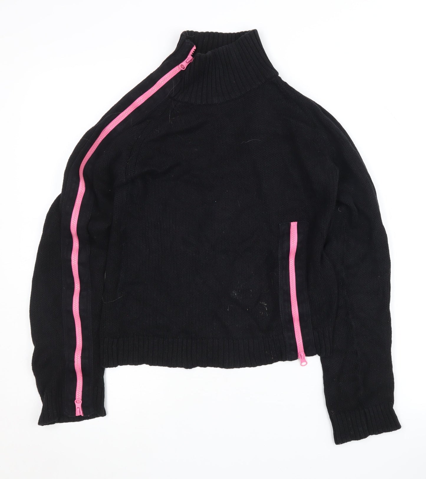 Zara Women's Black Mock Neck Zip Jumper Size 12