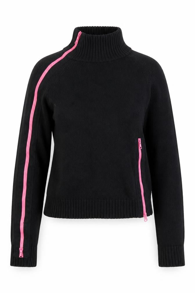 Zara Women's Black Mock Neck Zip Jumper Size 12
