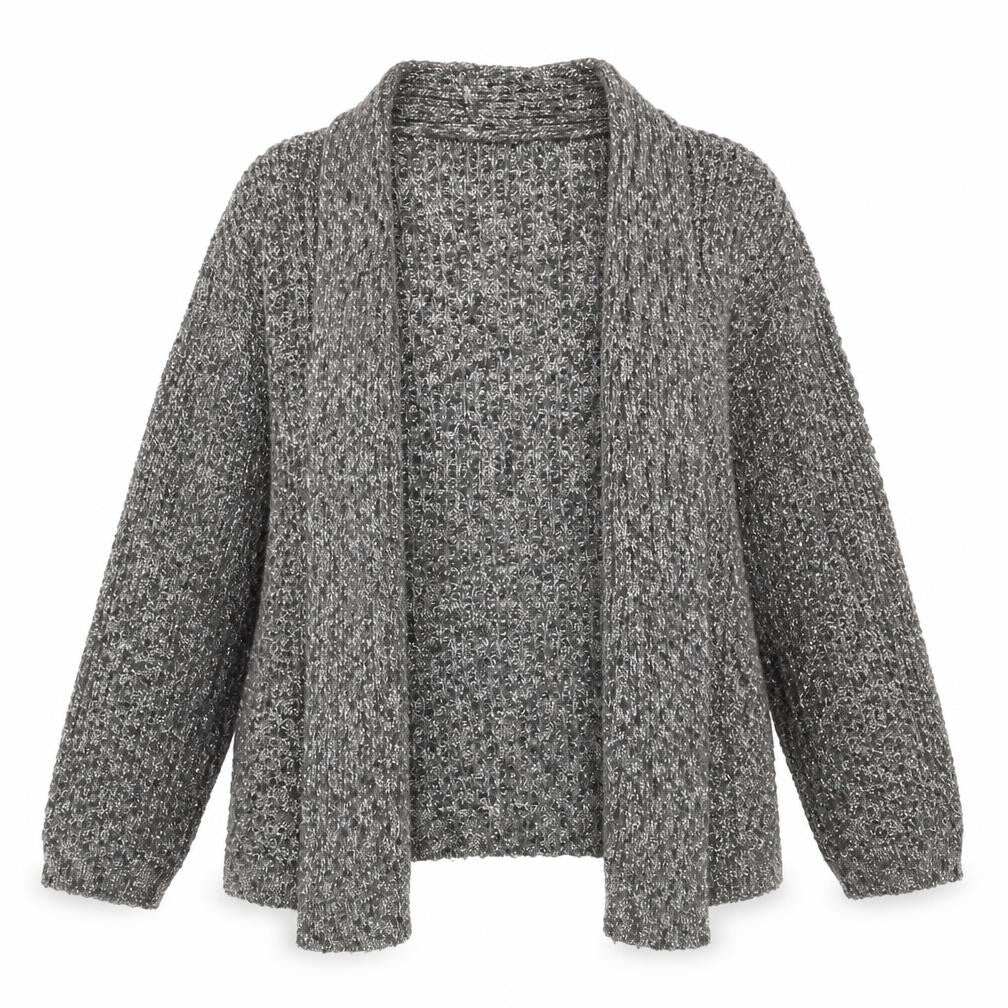 Violeta by Mango Women's Grey Knit Open Front Cardigan Size 10