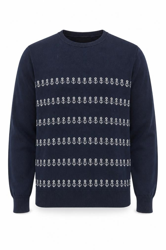 Frederik Anderson Men's Blue Graphic Print Jumper M