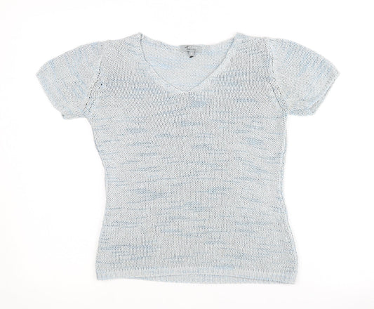 Per Una Women's Blue V-Neck Short Sleeve Jumper