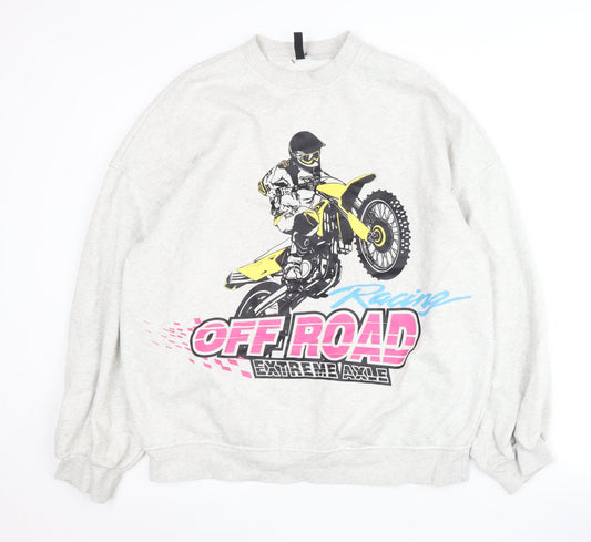 H&M Unisex Grey Racing Sweatshirt S Pullover