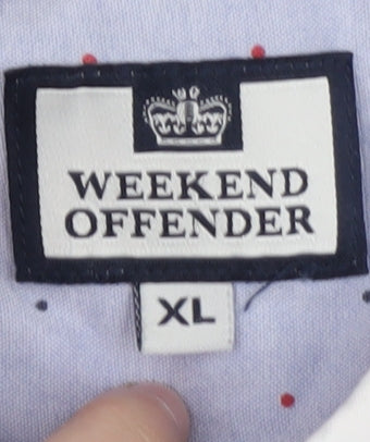 Weekend Offender Men's White Polka Dot Shirt XL