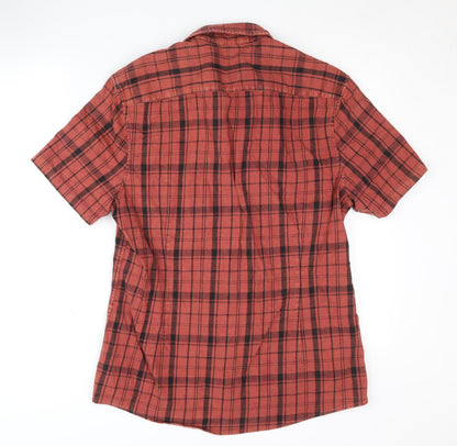 Back view of Asos Men's Red Plaid Short Sleeve Collared Shirt L