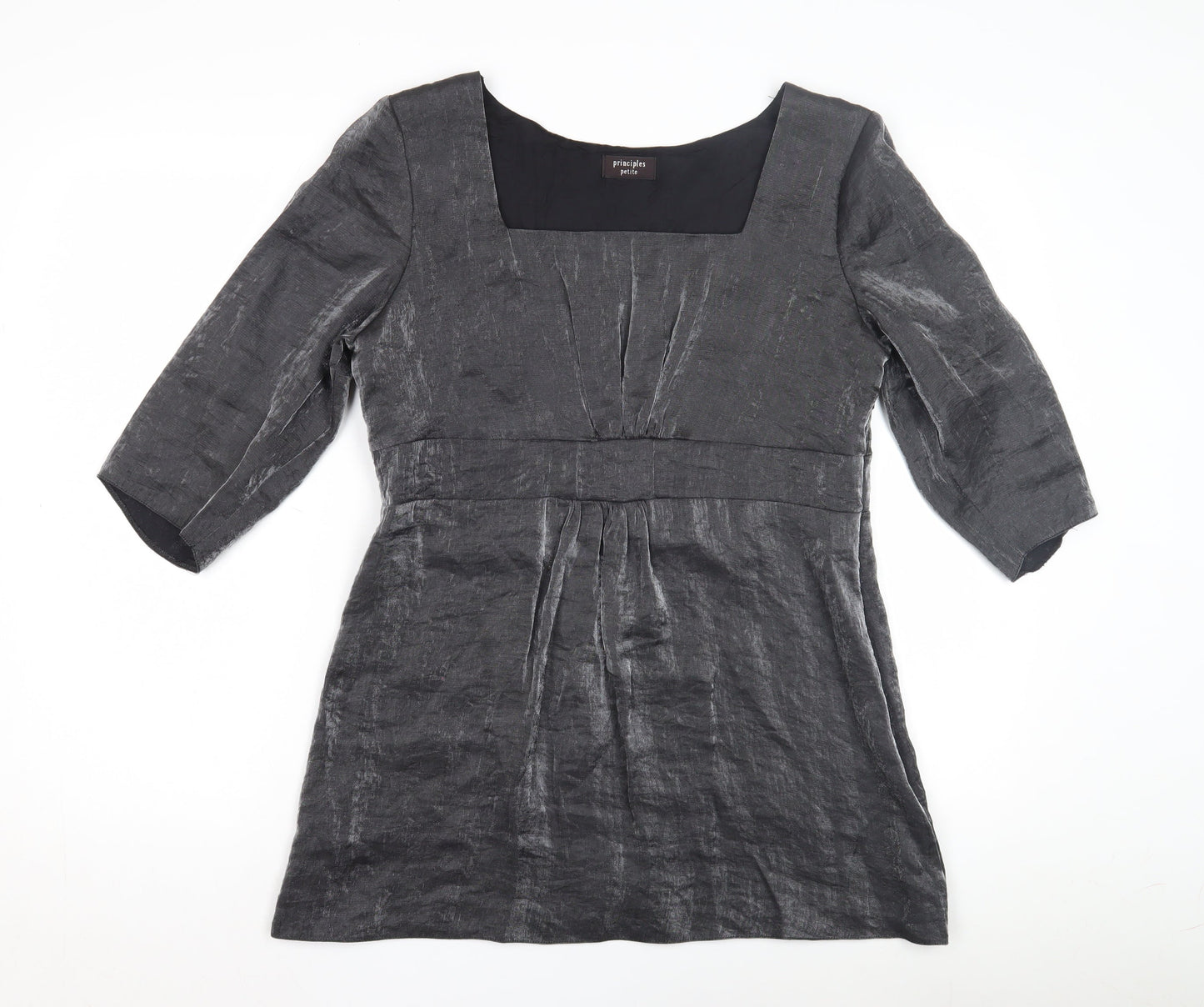 Principles Women's Grey Tunic, Size 14 Petite, Square Neck