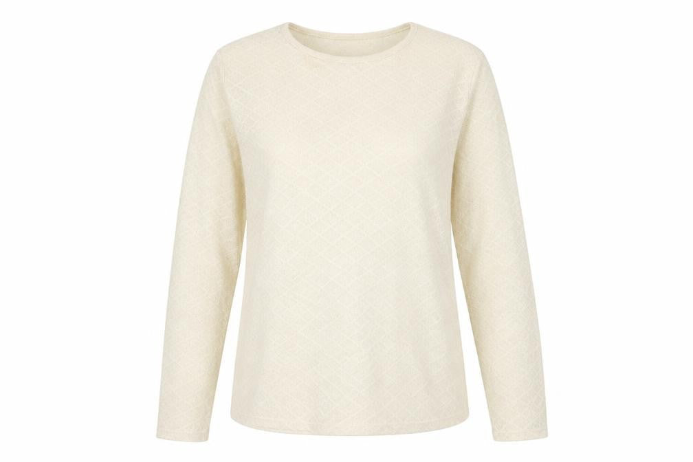 Mango Women Ivory Long Sleeve Knit T-Shirt