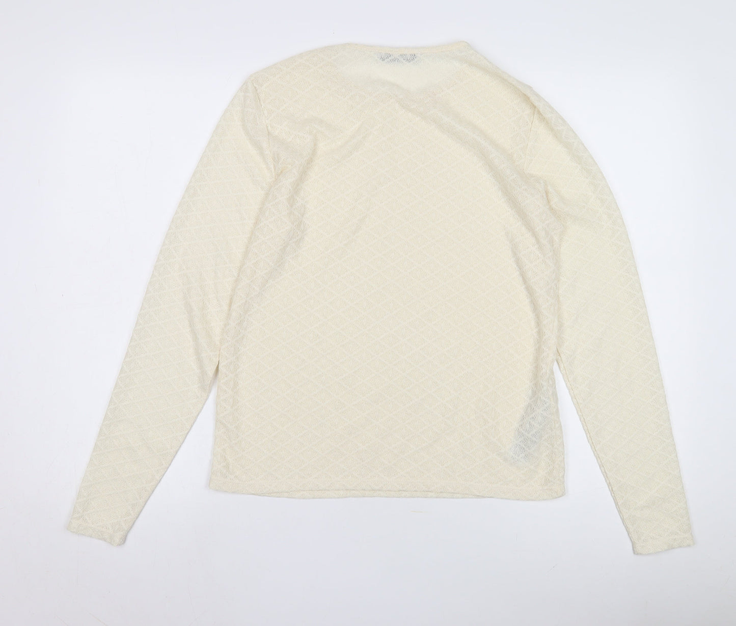 MNG Women Ivory Long Sleeve Knit T-Shirt