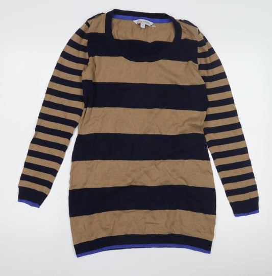 Crew Clothing Co Women's Striped Pullover Jumper, Size 12, Brown/Blue