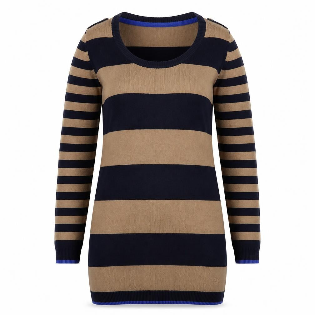 Crew Clothing Co Women's Striped Pullover Jumper, Size 12, Brown/Blue