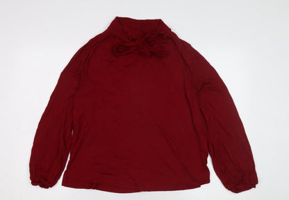 Additional front view of ESPRIT Women's Red High Neck Long Sleeve Top XL