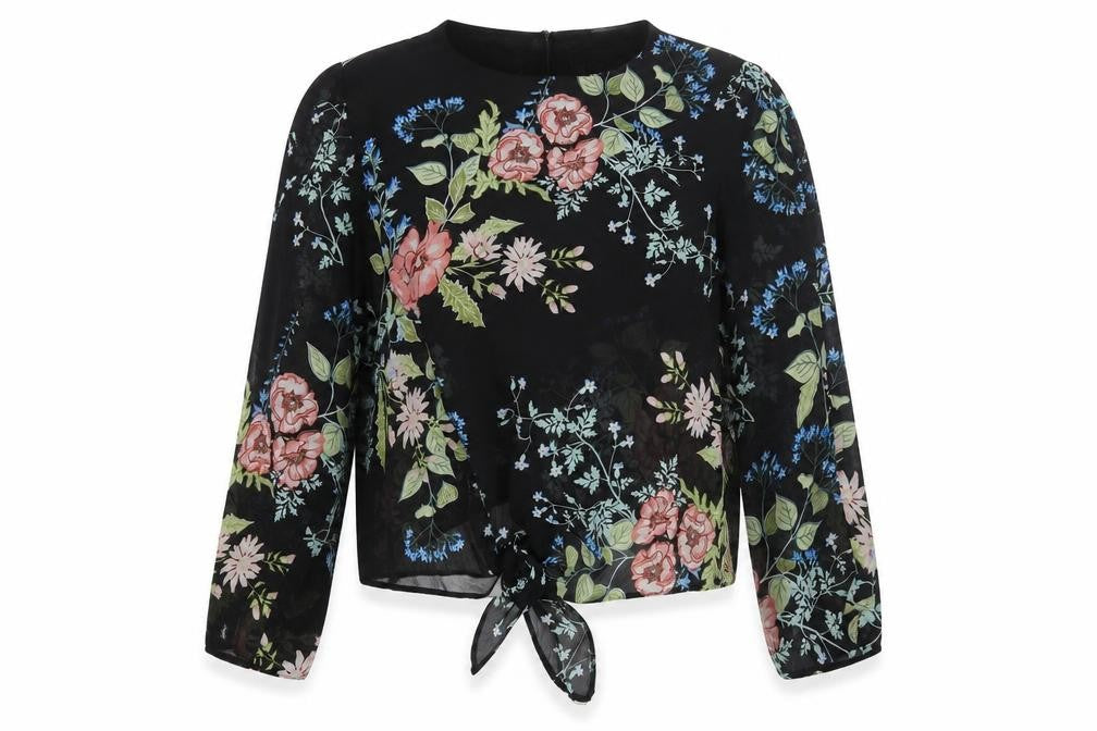 Lipsy Women's Black Floral Wrap Blouse, Size 14, Excellent